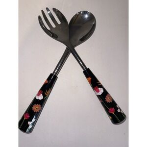 Pylones Floral Garden Salad Serving Set Spoon And Fork